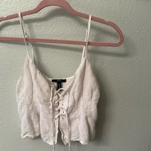 Front tie cropped white tank